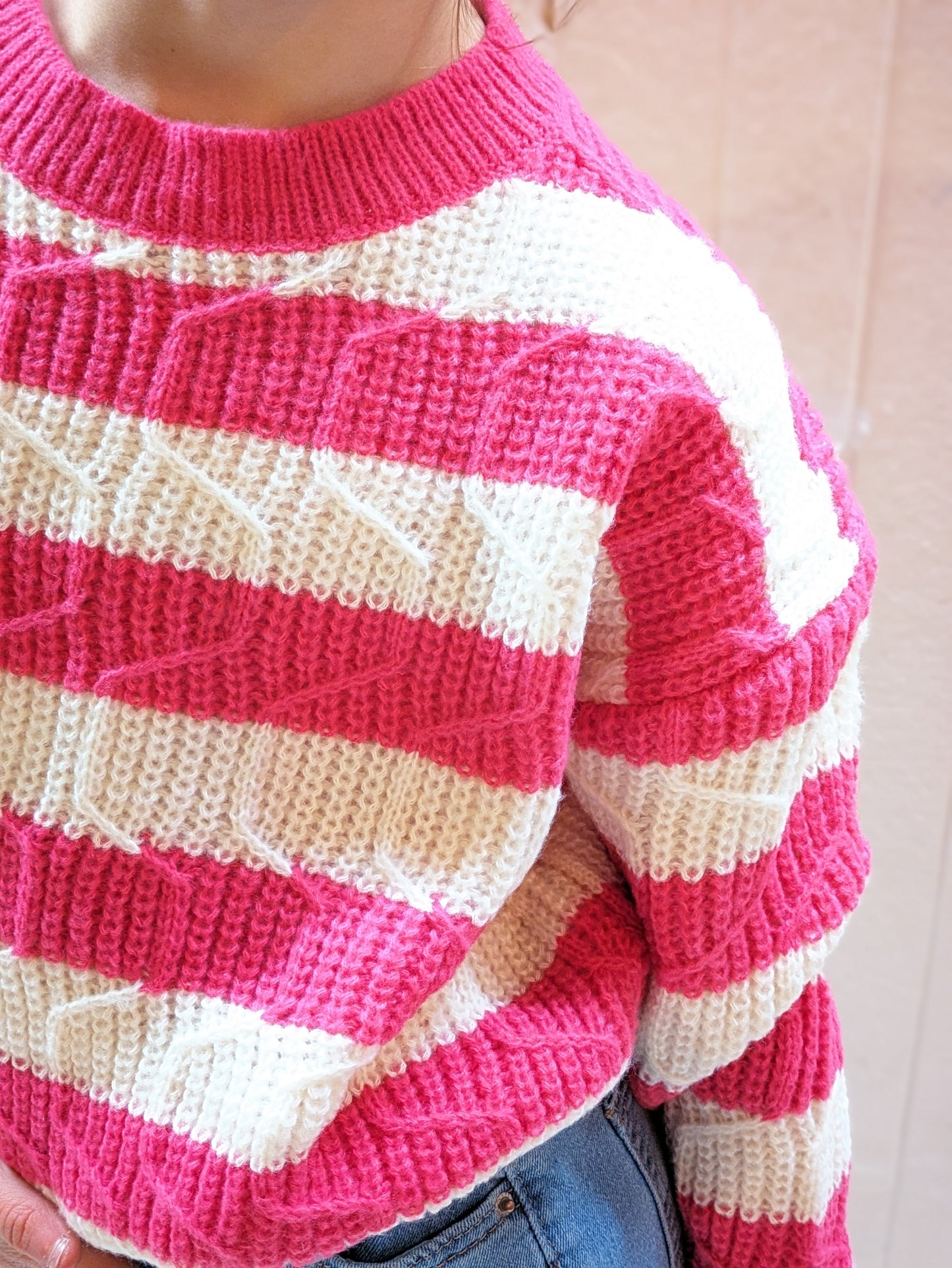 Pull rayure fuchsia