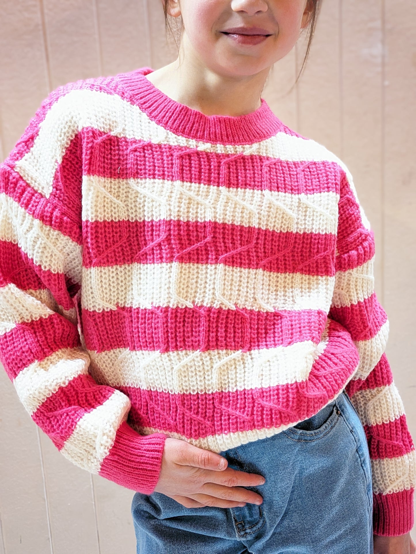 Pull rayure fuchsia