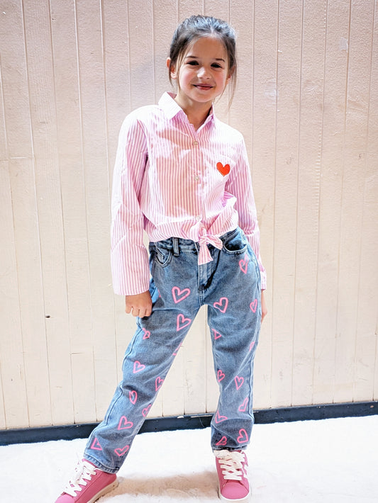 Jeans cœur rose